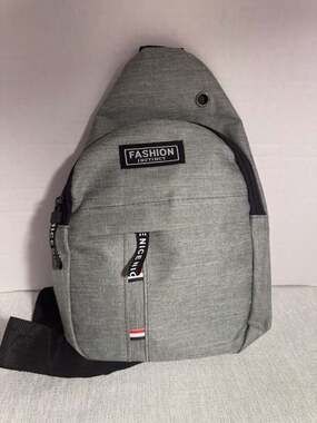 Fashion Instinct Gray Sling Crossbody Chest Bag with Earphone Hole